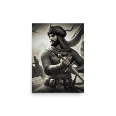 Khalid Ibn al-Walid poster on a plain backdrop in size 12"x16".
