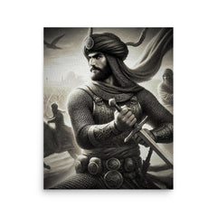 Khalid Ibn al-Walid poster on a plain backdrop in size 16"x20".