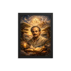 Khalil Gibran cedar grove visionary portrait framed print on a plain backdrop in size 12"x16".