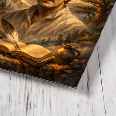 Khalil Gibran cedar grove visionary portrait metal print mockup