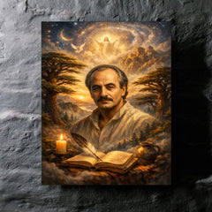 Khalil Gibran cedar grove visionary portrait metal print mockup