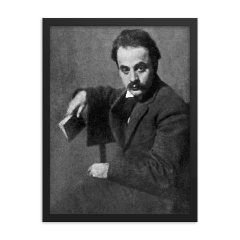 Khalil Gibran framed print on a plain backdrop in size 18