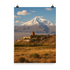 Khor Virap and Mount Ararat View Armenia poster on a plain backdrop in size 8"x10".