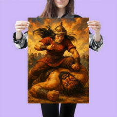 Khutulun wrestler princess pinning giant rival poster 3
