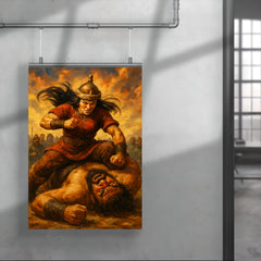 Khutulun wrestler princess pinning giant rival poster 4