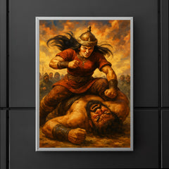 Khutulun wrestler princess pinning giant rival poster 5