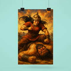 Khutulun wrestler princess pinning giant rival poster 6