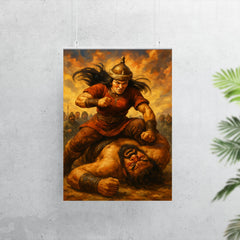 Khutulun wrestler princess pinning giant rival poster 7
