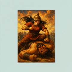 Khutulun wrestler princess pinning giant rival poster 8