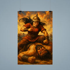 Khutulun wrestler princess pinning giant rival poster 9