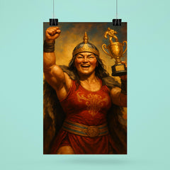 Khutulun wrestling champion victory portrait poster 6