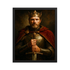 King Arthur regal framed print on a plain backdrop in size 16"x20".