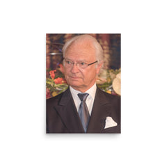 King Carl XVI Gustaf of Sweden poster on a plain backdrop in size 12"x16".