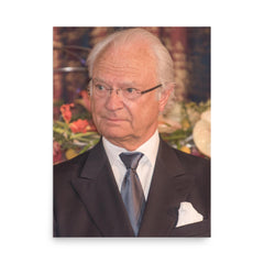 King Carl XVI Gustaf of Sweden poster on a plain backdrop in size 18"x24".