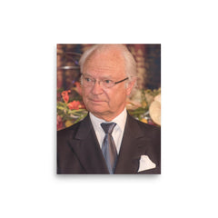 King Carl XVI Gustaf of Sweden poster on a plain backdrop in size 8"x10".
