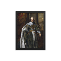 King Charles I framed print on a plain backdrop in size 12"x16".