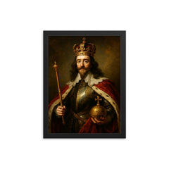 King Charles I framed print on a plain backdrop in size 12"x16".