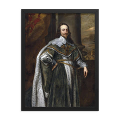 King Charles I framed print on a plain backdrop in size 18"x24".