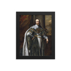 King Charles I framed print on a plain backdrop in size 8"x10".