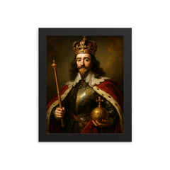 King Charles I framed print on a plain backdrop in size 8"x10".