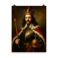King Charles I poster on a plain backdrop in size 8"x10".