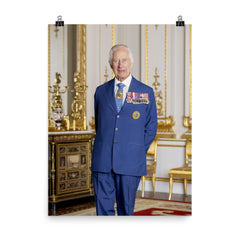 King Charles III Official Australian portrait poster on a plain backdrop in size 8"x10".
