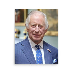 King Charles III poster on a plain backdrop in size 16"x20".