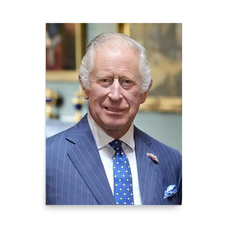 King Charles III poster on a plain backdrop in size 18