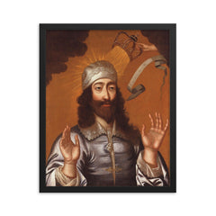 King Charles the Martyr framed print on a plain backdrop in size 16"x20".