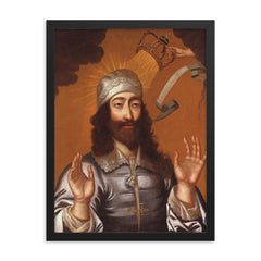 King Charles the Martyr framed print on a plain backdrop in size 18"x24".