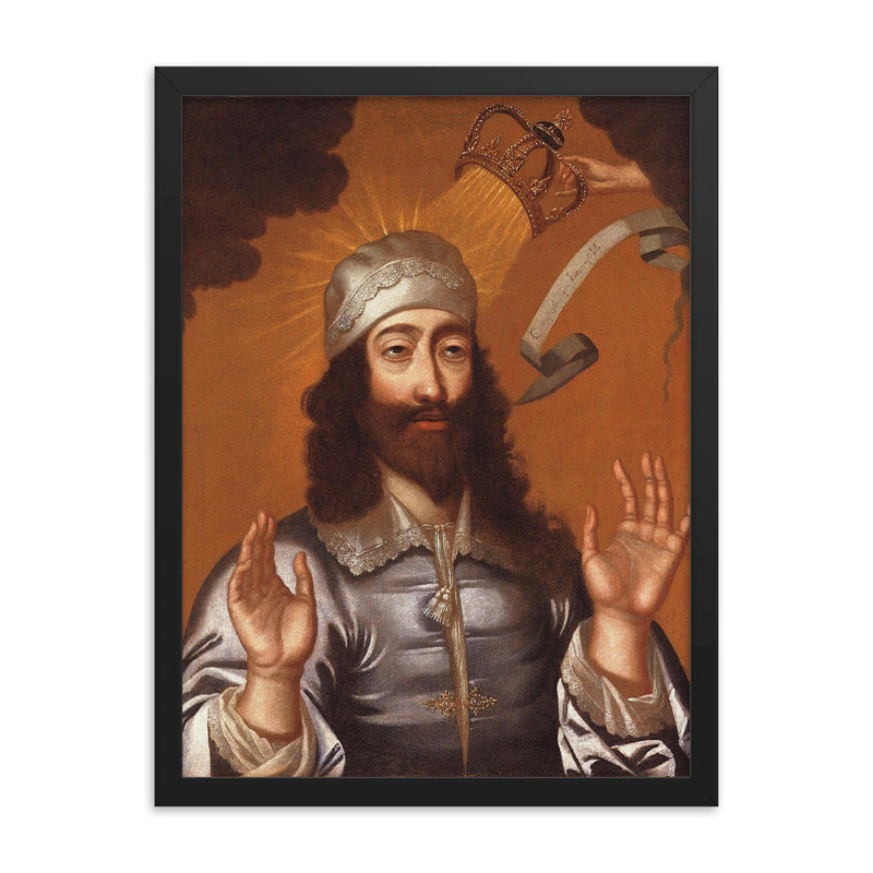 King Charles the Martyr framed print on a plain backdrop in size 18