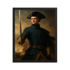 King Charles XII of Sweden framed print on a plain backdrop in size 16"x20".