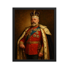 King Edward VII framed print on a plain backdrop in size 16"x20".