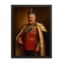 King Edward VII framed print on a plain backdrop in size 18"x24".