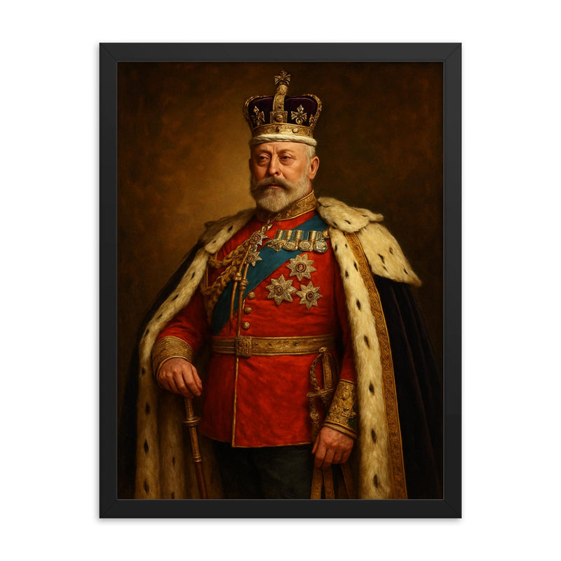 King Edward VII framed print on a plain backdrop in size 18