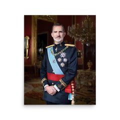 King Felipe VI of Spain poster on a plain backdrop in size 16"x20".