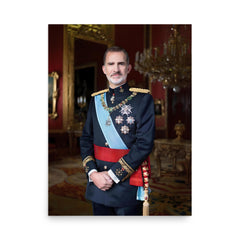 King Felipe VI of Spain poster on a plain backdrop in size 18"x24".