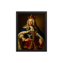 King George II framed print on a plain backdrop in size 12"x16".
