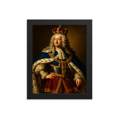 King George II framed print on a plain backdrop in size 8"x10".
