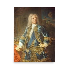 King George II poster on a plain backdrop in size 18"x24".