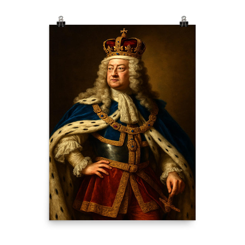 King George II poster on a plain backdrop in size 8