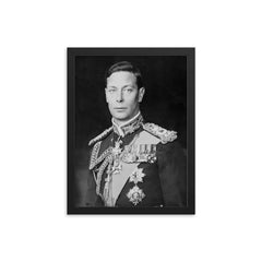 King George VI framed print on a plain backdrop in size 12"x16".