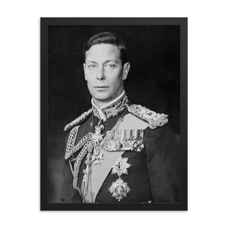 King George VI framed print on a plain backdrop in size 18