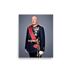 King Harald V of Norway poster on a plain backdrop in size 8"x10".