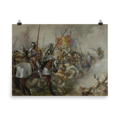 King Henry V at the Battle of Agincourt by Sir John Gilbert, 1415 poster on a plain backdrop in size 8"x10".