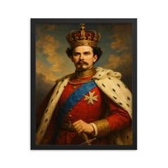 King Ludwig II framed print on a plain backdrop in size 16"x20".