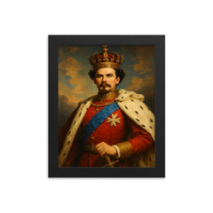 King Ludwig II framed print on a plain backdrop in size 8"x10".