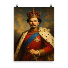 King Ludwig II poster on a plain backdrop in size 8"x10".