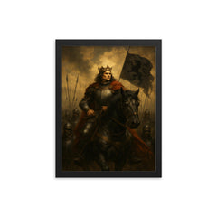 King Matthias Corvinus and the Black Army framed print on a plain backdrop in size 12"x16".