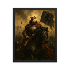 King Matthias Corvinus and the Black Army framed print on a plain backdrop in size 16"x20".